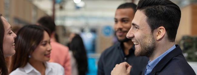people networking at a meeting